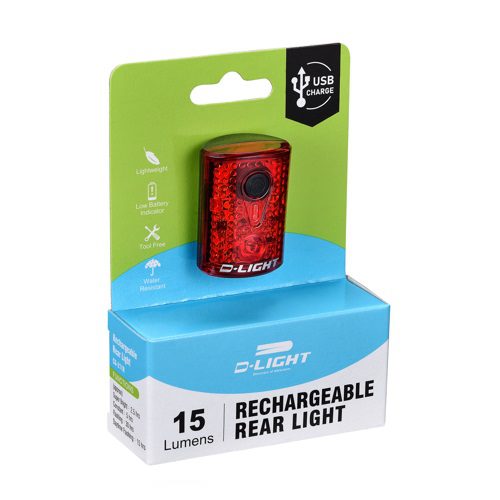 DLight CG-211R rechargeable bicycle rear light in box